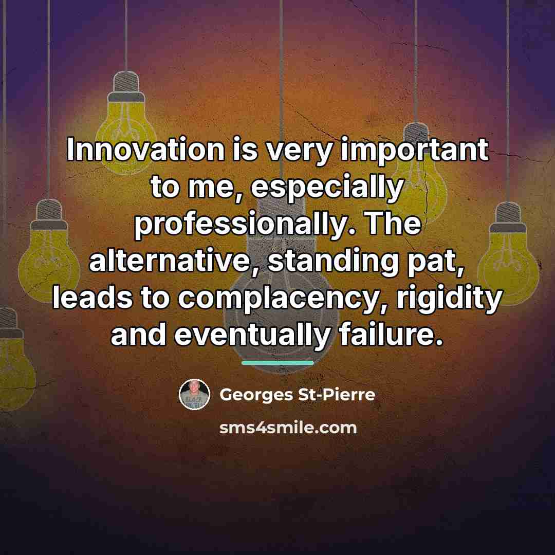 “Innovation is very important to me, especially professionally. The alternative,…” quote by Georges St-Pierre