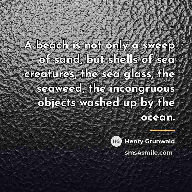 “A beach is not only a sweep of sand, but…” quote by Henry Grunwald