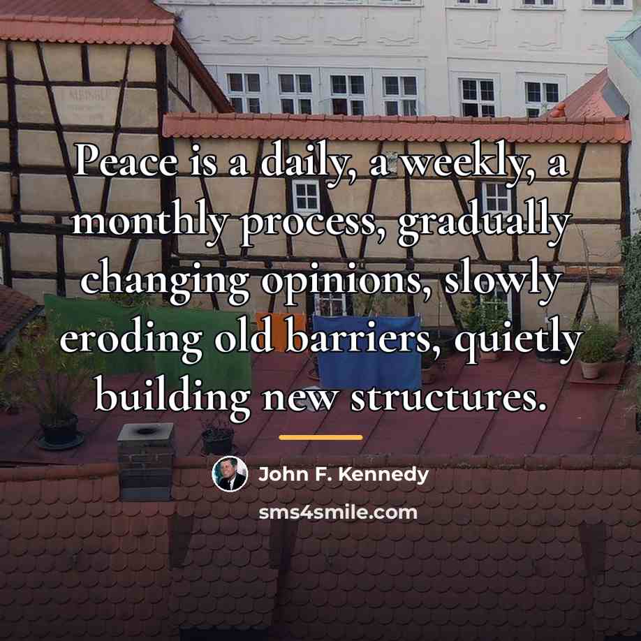 “Peace is a daily, a weekly, a monthly process, gradually…” quote by John F. Kennedy
