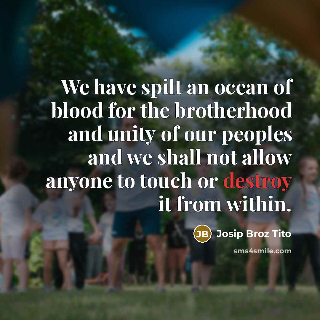 “We have spilt an ocean of blood for the brotherhood…” quote by Josip Broz Tito