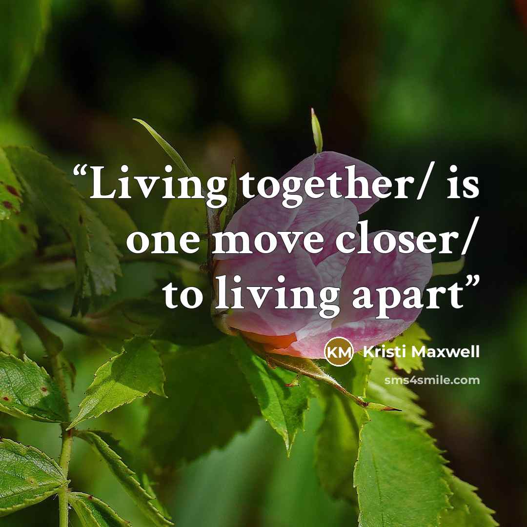 “Living together/ is one move closer/ to living apart” quote by Kristi Maxwell