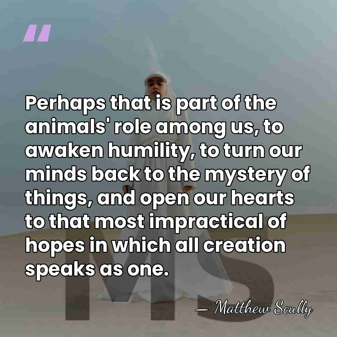 Perhaps that is part of the animals' role among us, to awaken&hellip; - Matthew Scully