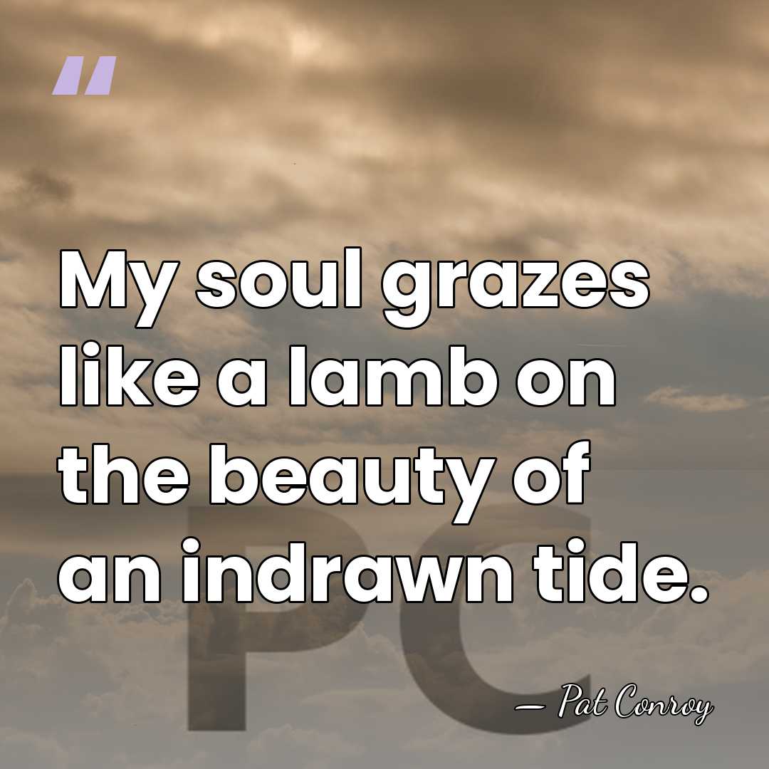 My soul grazes like a lamb on the beauty of an indrawn&hellip; - Pat Conroy