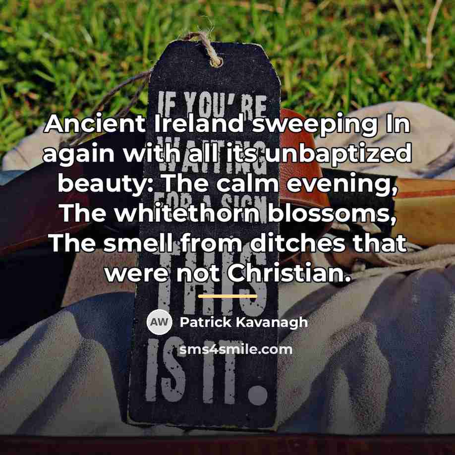 “Ancient Ireland sweeping In again with all its unbaptized beauty:…” quote by Patrick Kavanagh