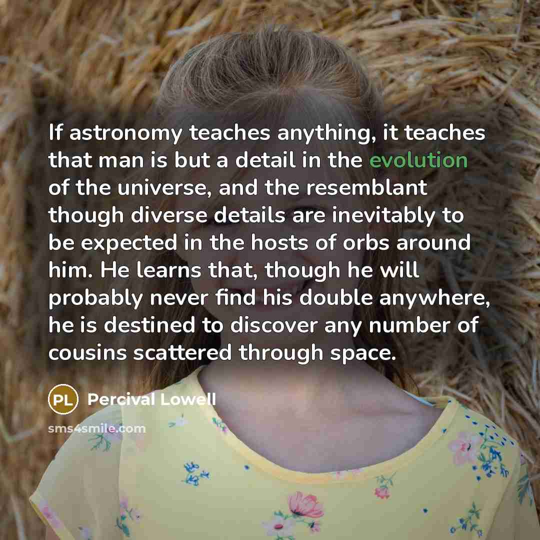 “If astronomy teaches anything, it teaches that man is but…” quote by Percival Lowell