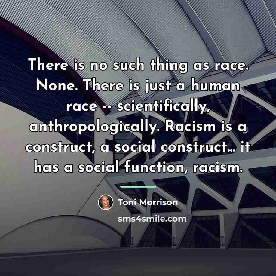 “There is no such thing as race. None. There is…” quote by Toni Morrison