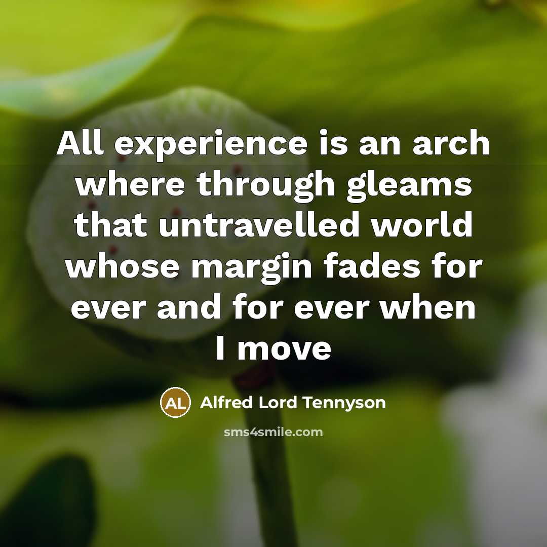 “All experience is an arch where through gleams that untravelled…” quote by Alfred Lord Tennyson