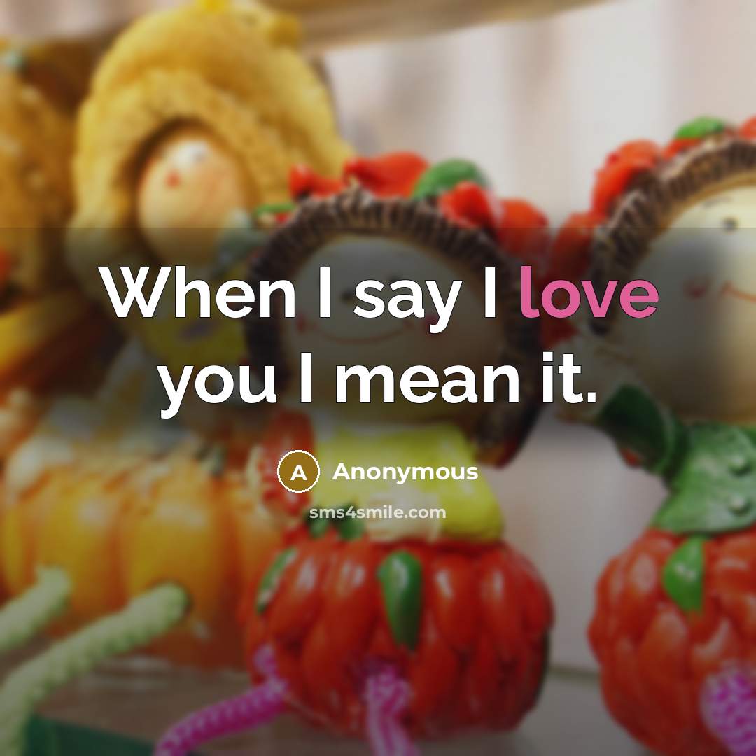 “When I say I love you I mean it.…” quote by Anonymous