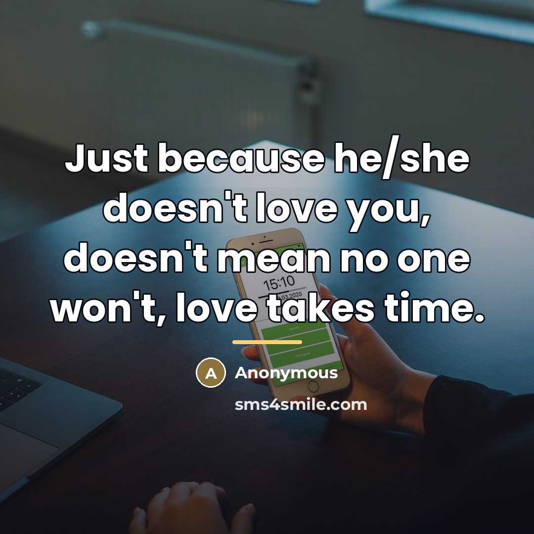 “Just because he/she doesn't love you, doesn't mean no one…” quote by Anonymous