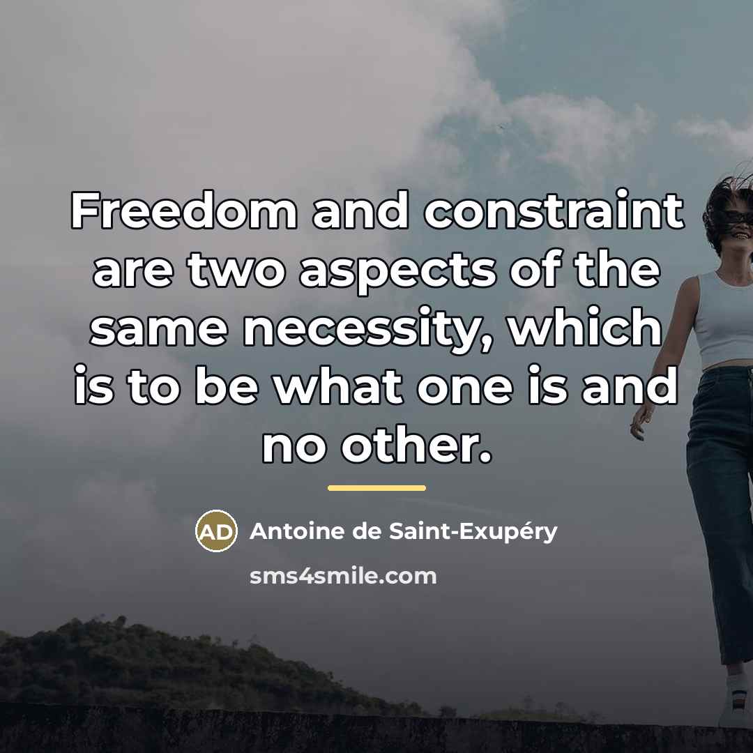“Freedom and constraint are two aspects of the same necessity,…” quote by Antoine de Saint-Exupery