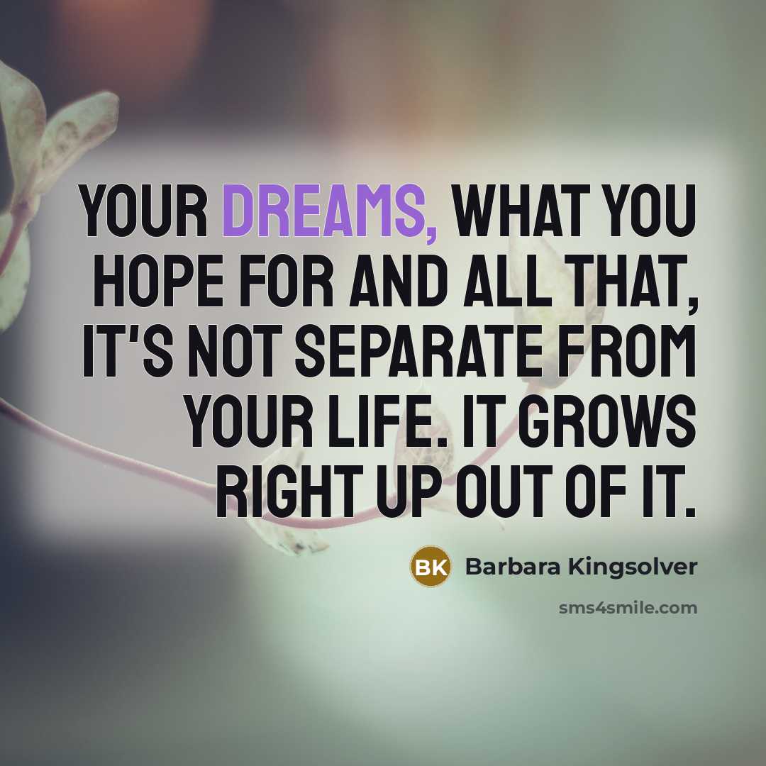“Your dreams, what you hope for and all that, it's…” quote by Barbara Kingsolver