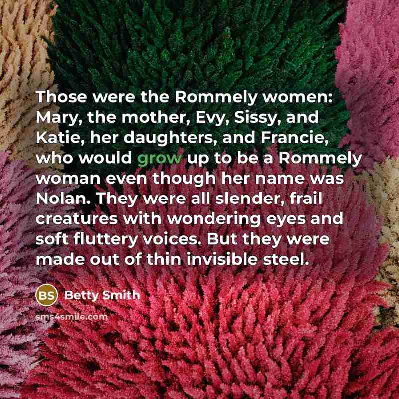 “Those were the Rommely women: Mary, the mother, Evy, Sissy,…” quote by Betty Smith