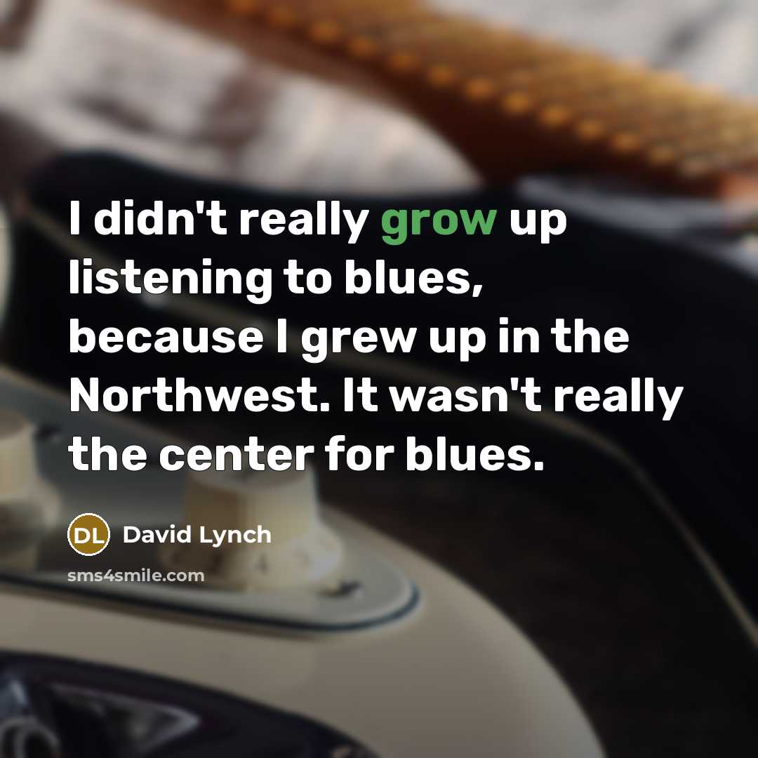 “I didn't really grow up listening to blues, because I…” quote by David Lynch