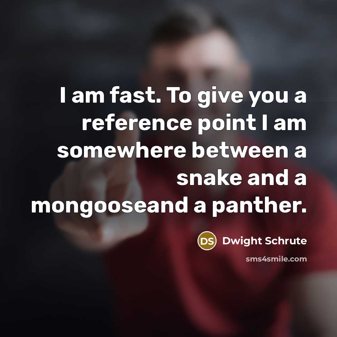 “I am fast. To give you a reference point I…” quote by Dwight Schrute