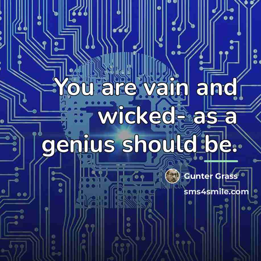 “You are vain and wicked- as a genius should be.…” quote by Gunter Grass