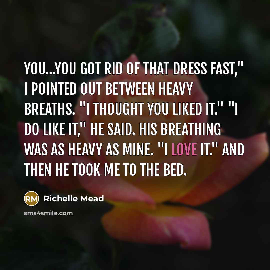 “You…you got rid of that dress fast," I pointed out…” quote by Richelle Mead