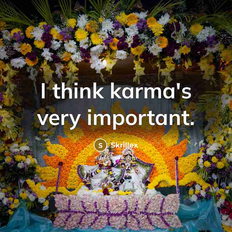 “I think karma's very important.…” quote by Skrillex