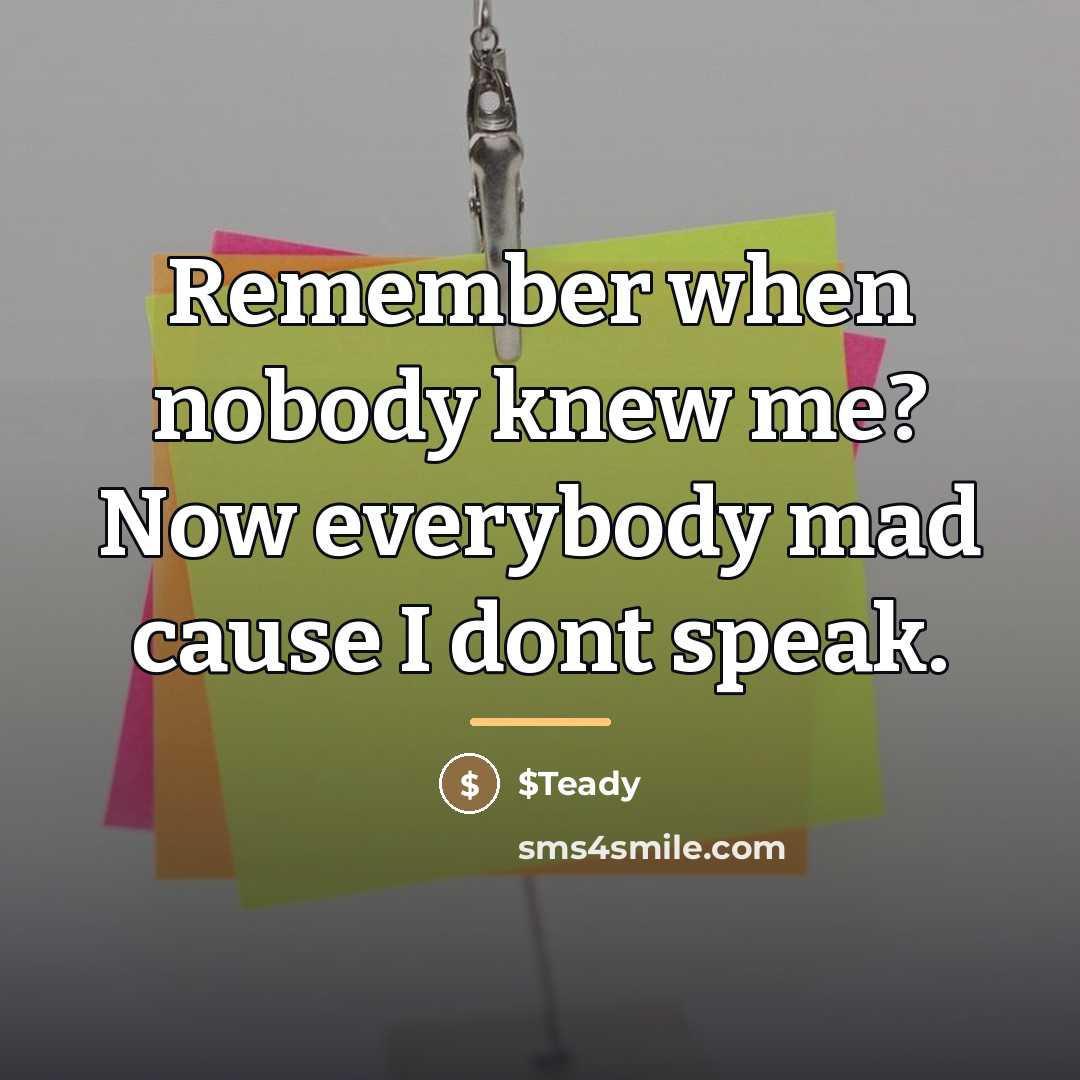 “Remember when nobody knew me? Now everybody mad cause I…” quote by $Teady