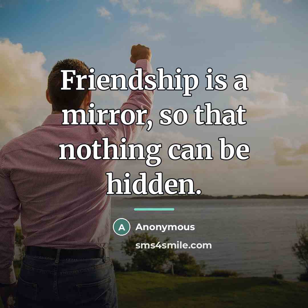 “Friendship is a mirror, so that nothing can be hidden.…” quote by Anonymous