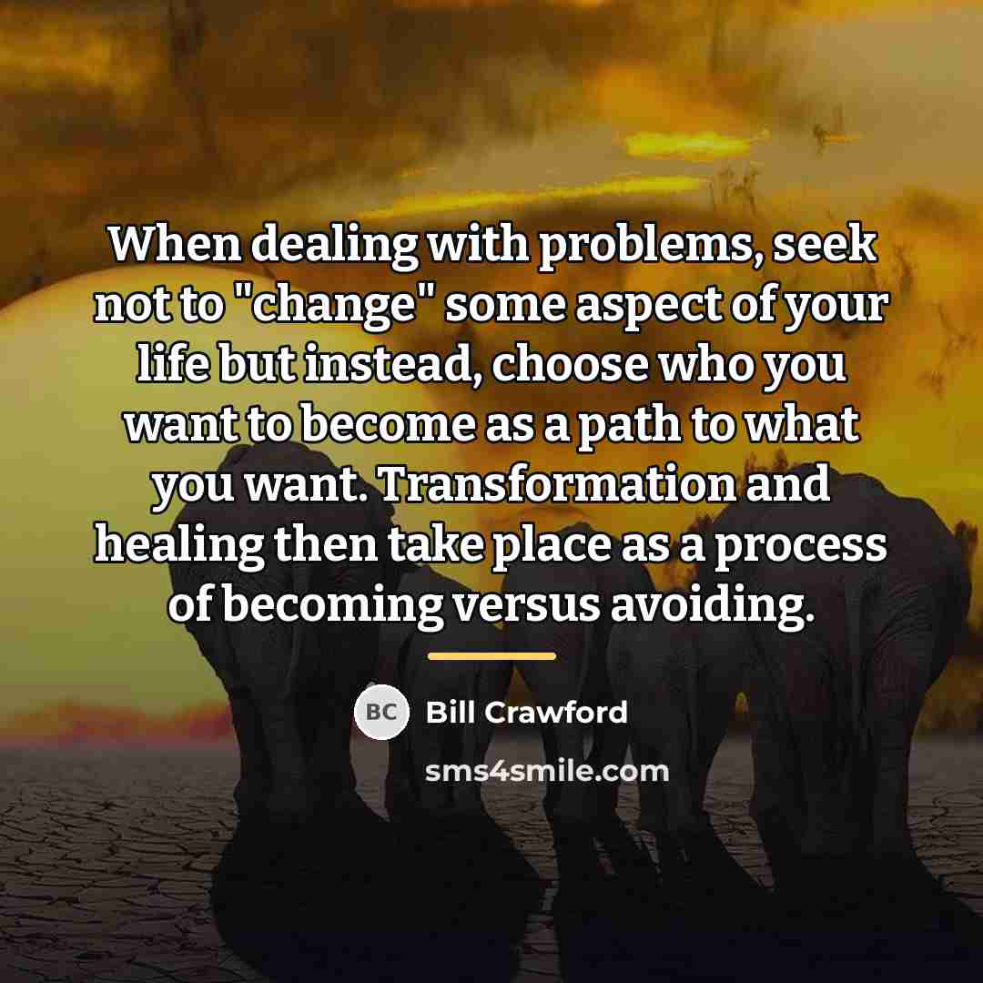 “When dealing with problems, seek not to "change" some aspect…” quote by Bill Crawford