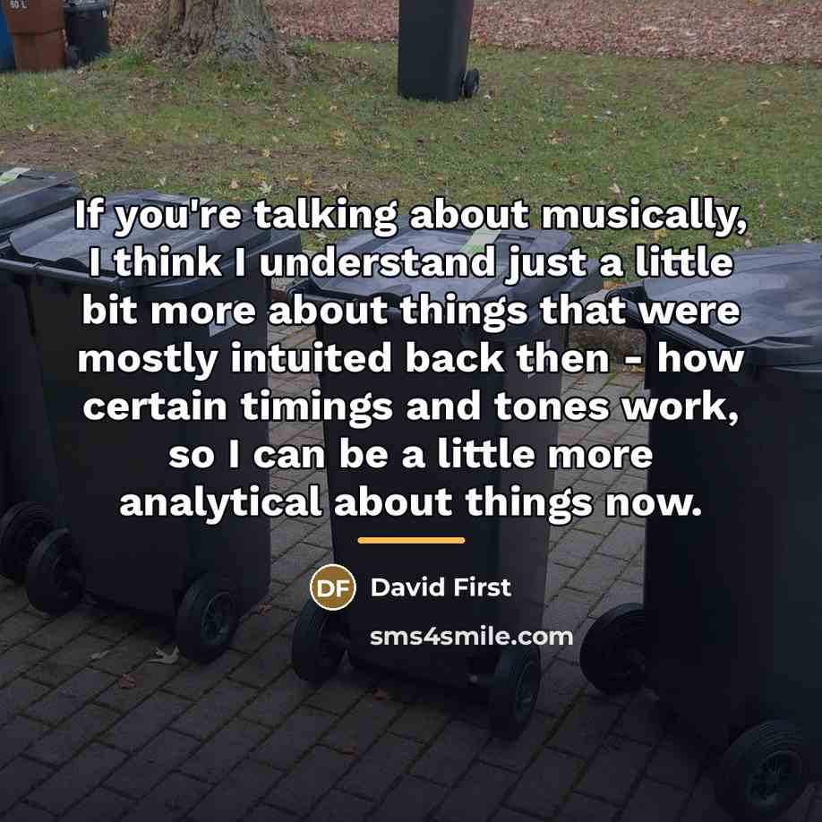 “If you're talking about musically, I think I understand just…” quote by David First