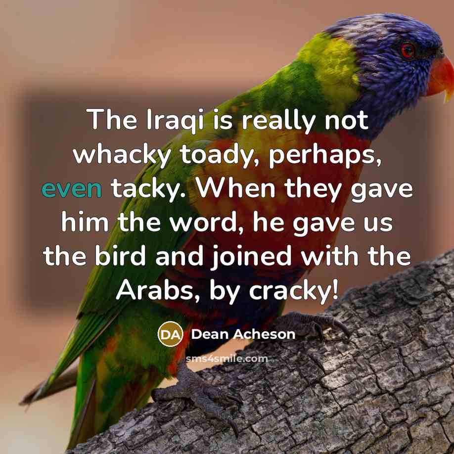 “The Iraqi is really not whacky toady, perhaps, even tacky.…” quote by Dean Acheson