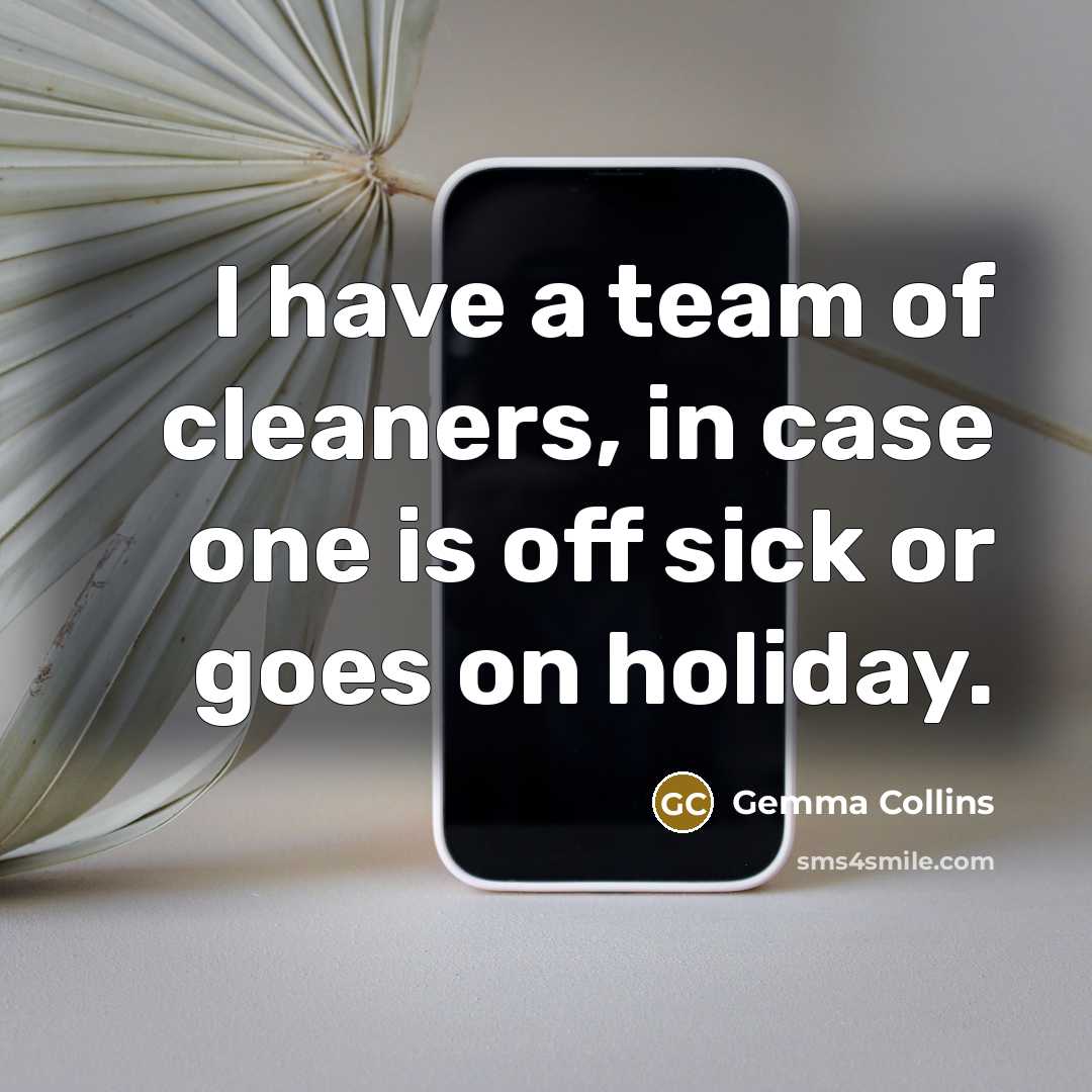 “I have a team of cleaners, in case one is…” quote by Gemma Collins