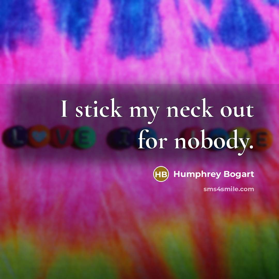 “I stick my neck out for nobody.…” quote by Humphrey Bogart