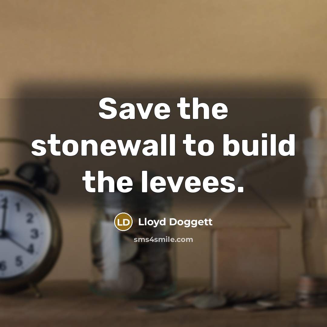 “Save the stonewall to build the levees.…” quote by Lloyd Doggett