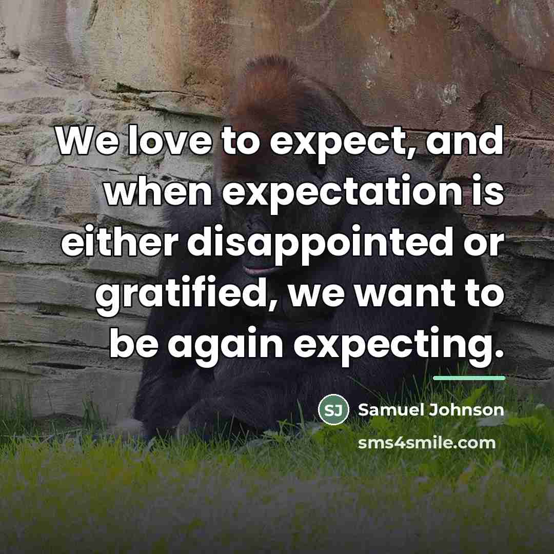 “We love to expect, and when expectation is either disappointed…” quote by Samuel Johnson