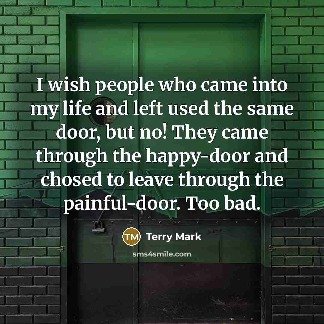 “I wish people who came into my life and left…” quote by Terry Mark