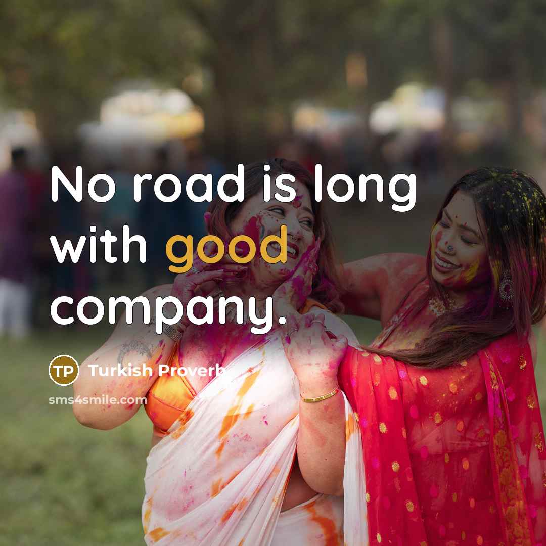 “No road is long with good company.…” quote by Turkish Proverb