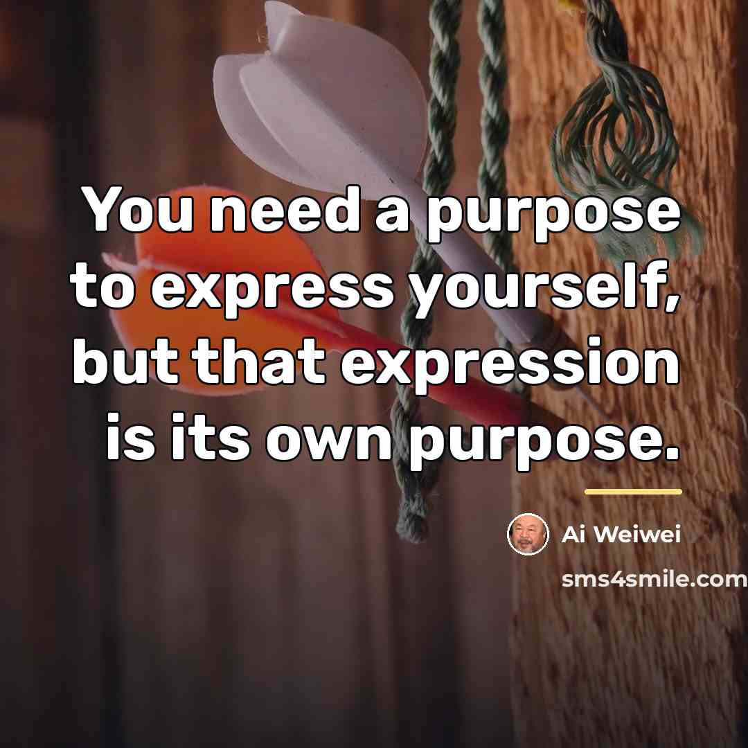 “You need a purpose to express yourself, but that expression…” quote by Ai Weiwei