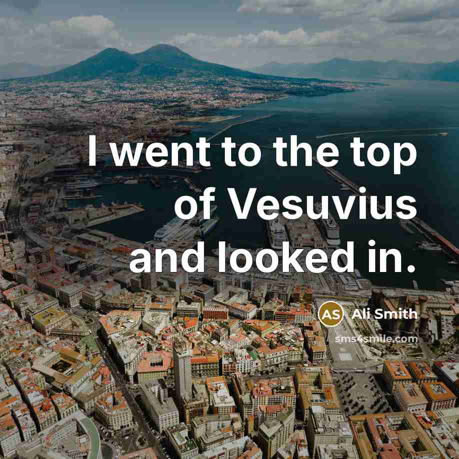 “I went to the top of Vesuvius and looked in.…” quote by Ali Smith