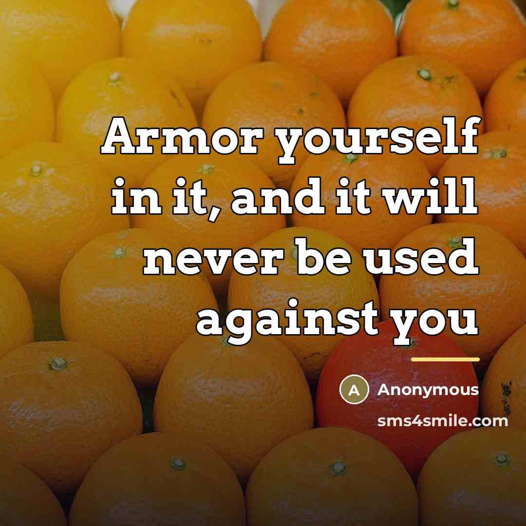 “Armor yourself in it, and it will never be used…” quote by Anonymous