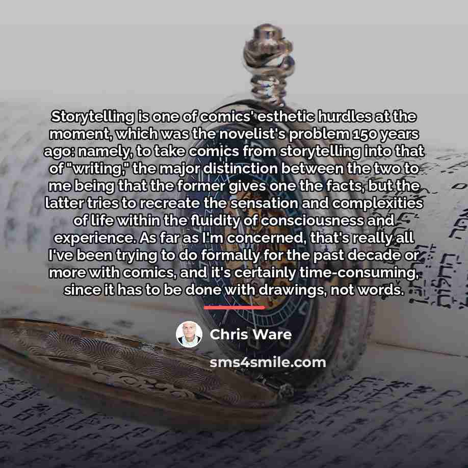 “Storytelling is one of comics' esthetic hurdles at the moment,…” quote by Chris Ware