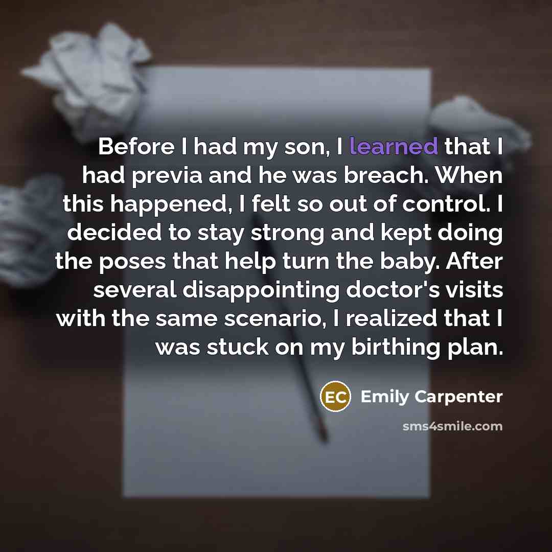 “Before I had my son, I learned that I had…” quote by Emily Carpenter