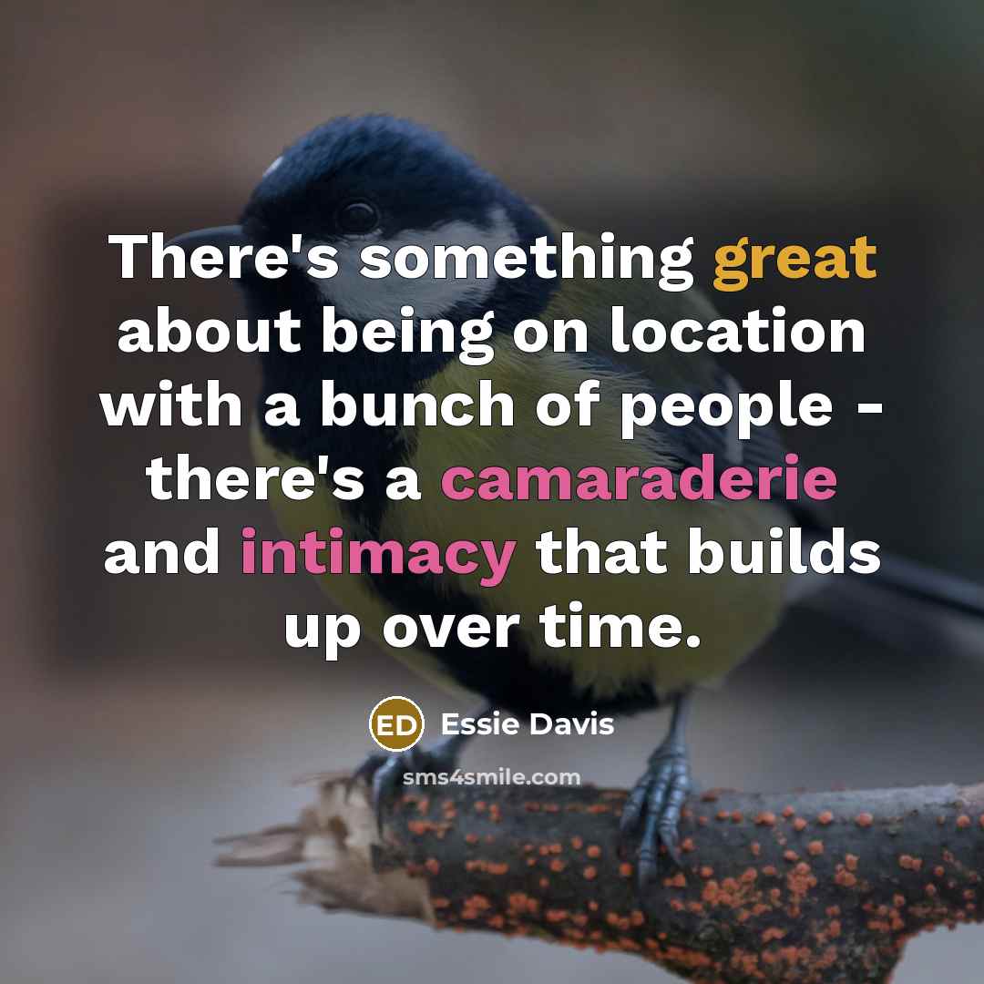 “There's something great about being on location with a bunch of people - there's a camaraderie and intimacy that builds up over time.” quote by Essie Davis