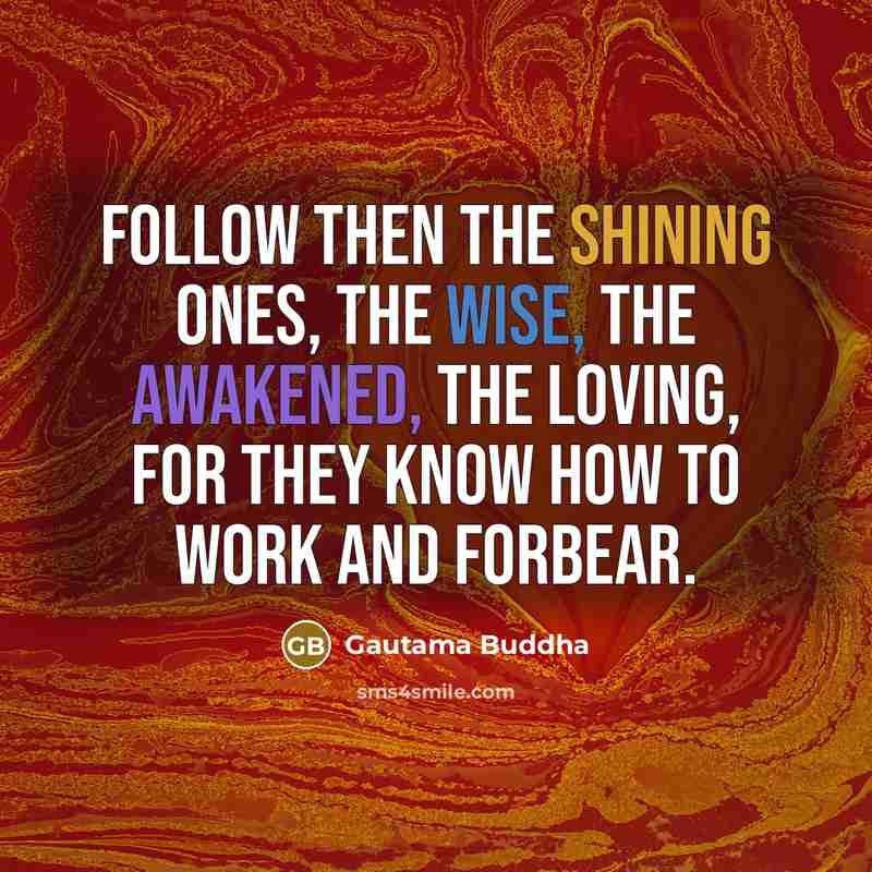 “Follow then the shining ones, the wise, the awakened, the…” quote by Gautama Buddha