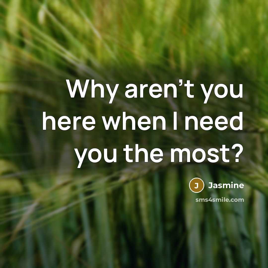 “Why aren't you here when I need you the most?…” quote by Jasmine