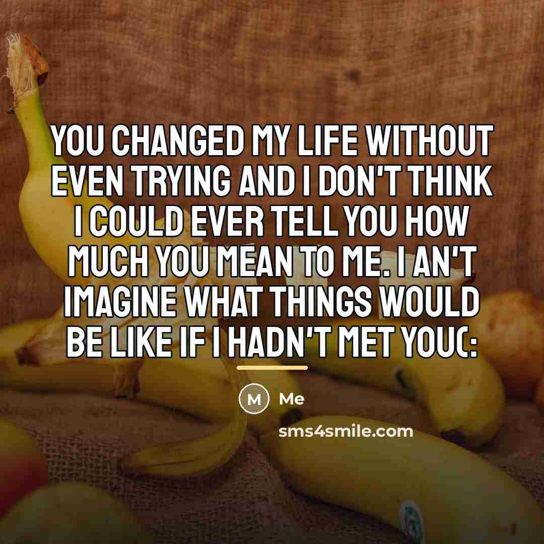 “You changed my life without even trying and I don't…” quote by Me