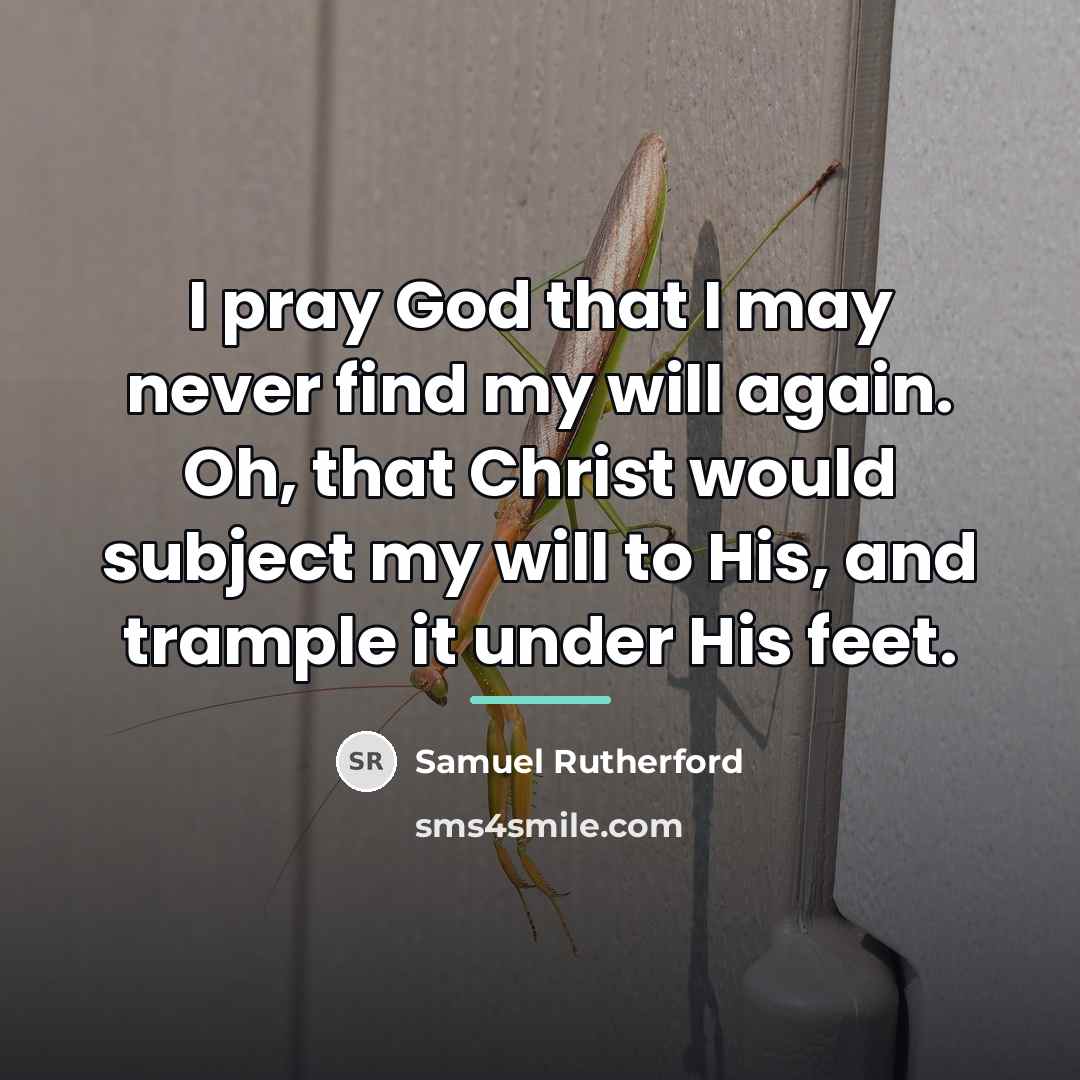 “I pray God that I may never find my will…” quote by Samuel Rutherford