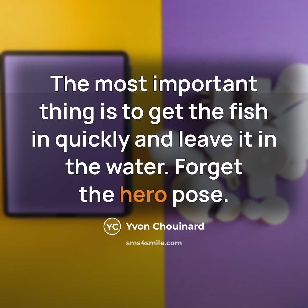 “The most important thing is to get the fish in quickly and leave it in the water. Forget the hero pose.” quote by Yvon Chouinard