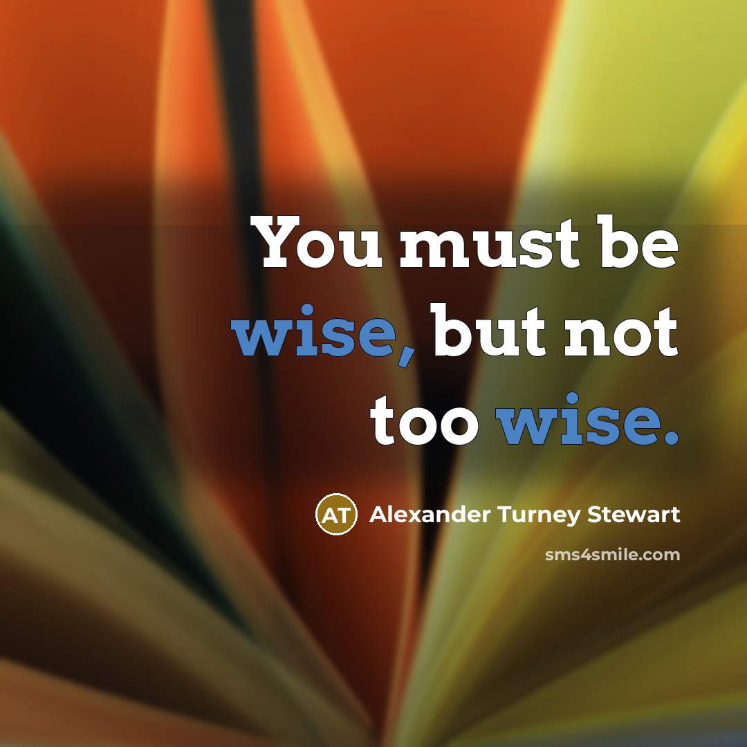 “You must be wise, but not too wise.…” quote by Alexander Turney Stewart