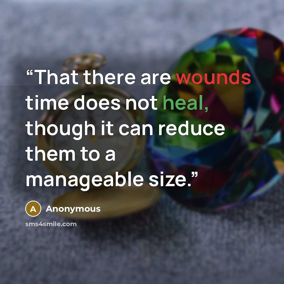 “That there are wounds time does not heal, though it can reduce them to a manageable size.” quote by Anonymous