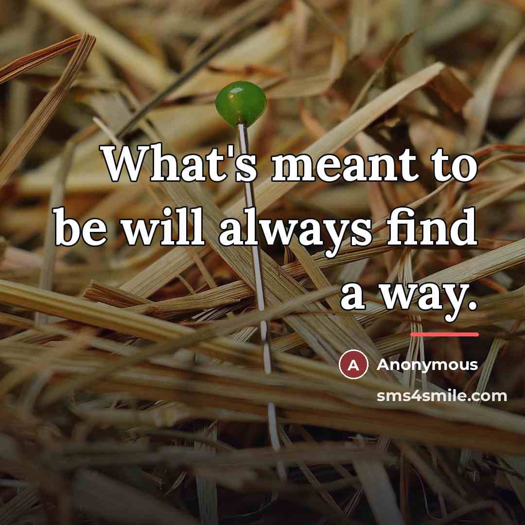 “What's meant to be will always find a way.…” quote by Anonymous