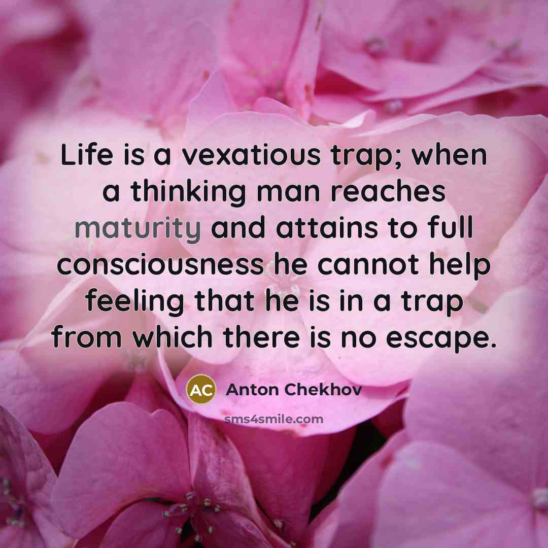 “Life is a vexatious trap; when a thinking man reaches…” quote by Anton Chekhov