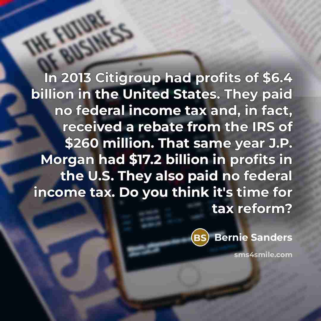 “In 2013 Citigroup had profits of $6.4 billion in the…” quote by Bernie Sanders