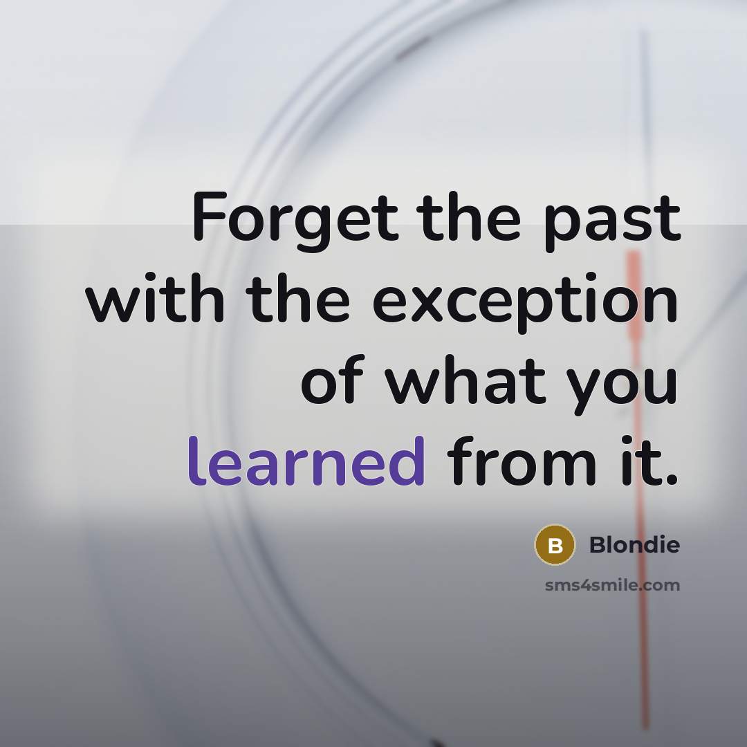 “Forget the past with the exception of what you learned from it.” quote by Blondie