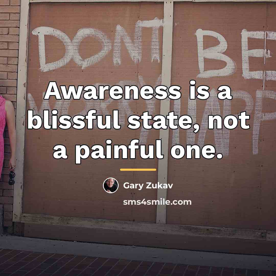 “Awareness is a blissful state, not a painful one.…” quote by Gary Zukav